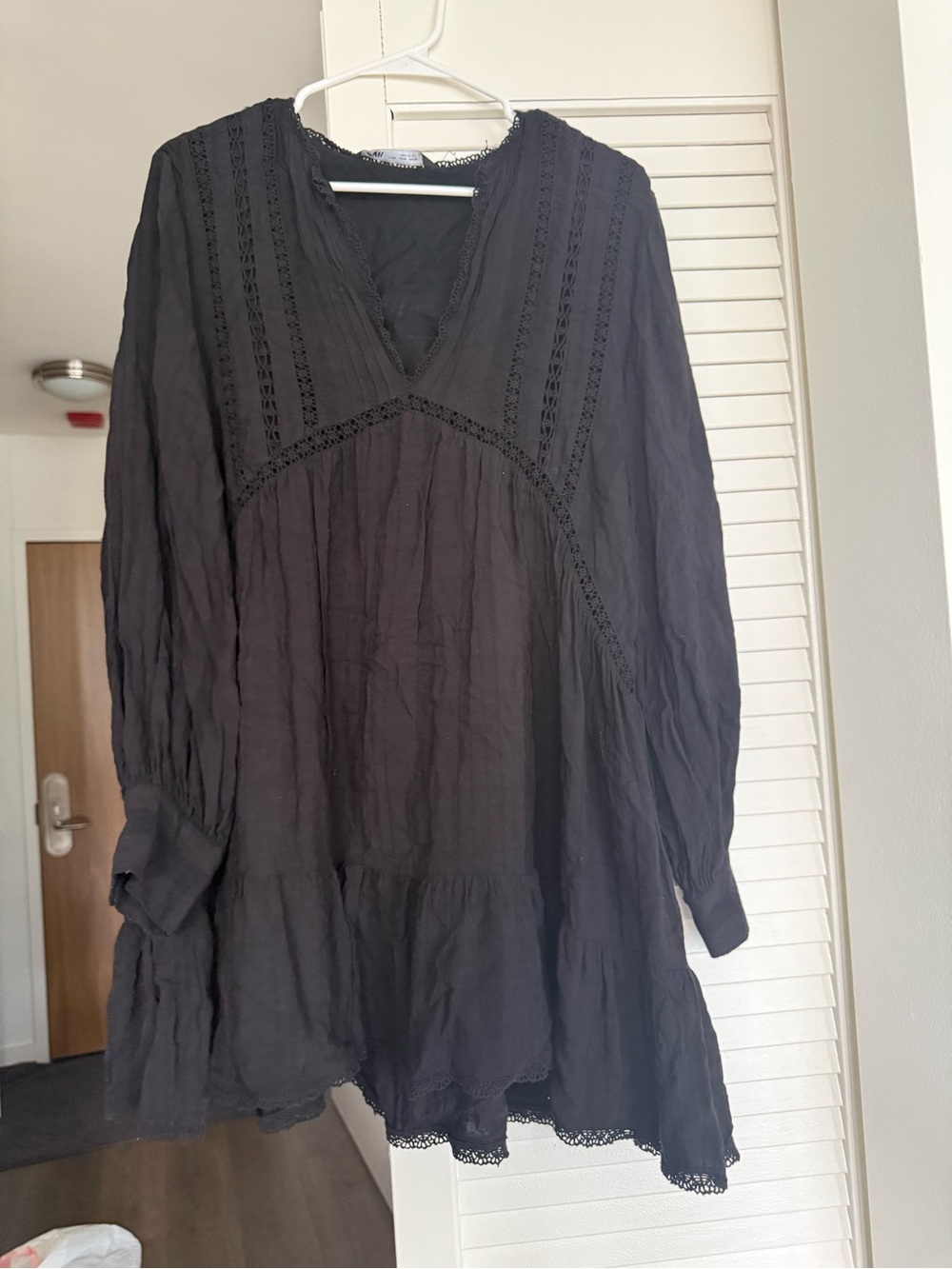 Zara Black Lace-Trim Mini Dress